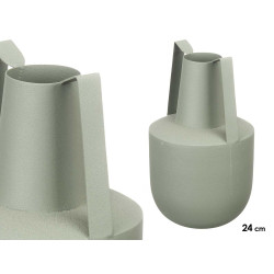 STEEL VASE DOUBLE HANDLE GREEN PASTEL COLOUR
