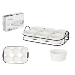 SET 6 PZ APERITIVO CON SUPPORTO IN PORCELLANA