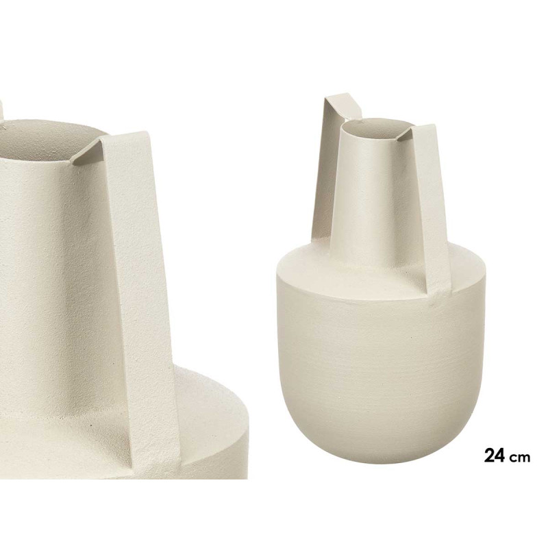 VASE ACIER DOUBLE ANSE COULEUR CRÈME PASTEL