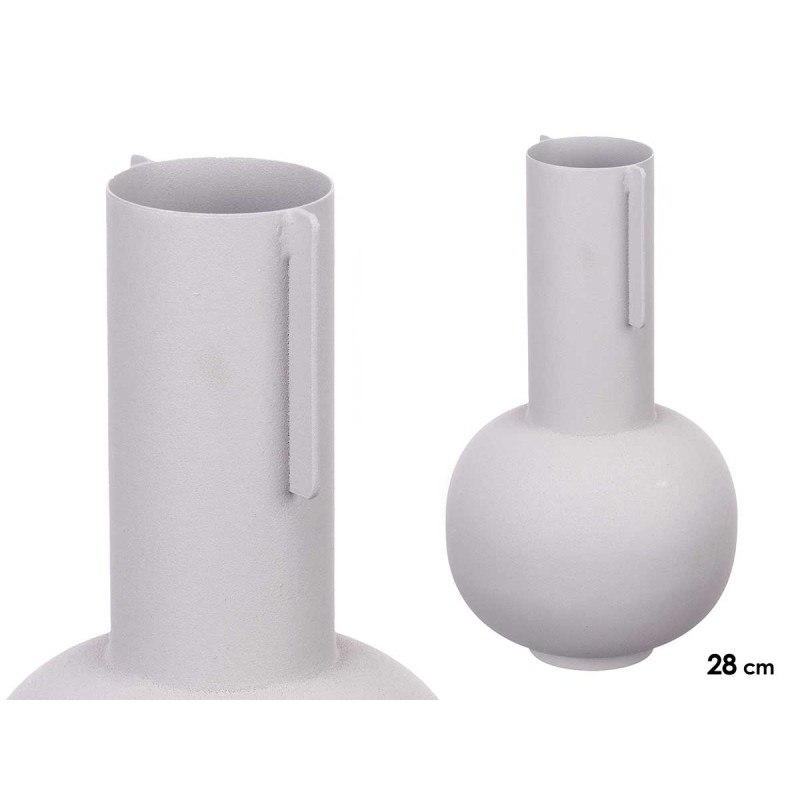 JARRON ACERO FORMA GRIS PASTEL