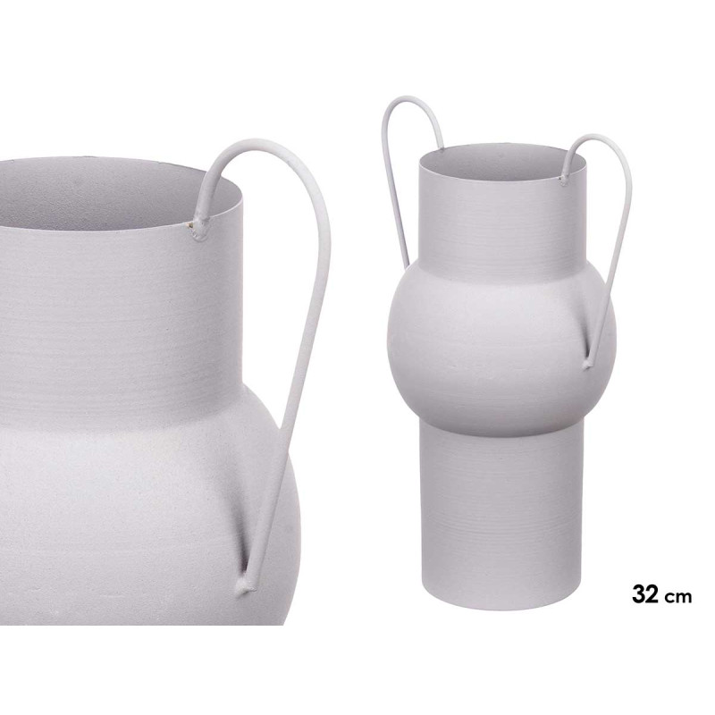 VASE CONVEXE EN ACIER GRIS PASTEL MOYEN
