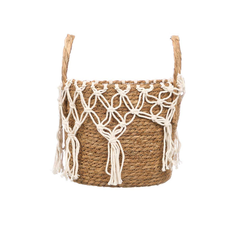 MACETERO MIMBRE MACRAME COLGANTE BLANCO GRANDE