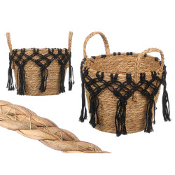 PETIT PANIER MACRAMÉ NOIR POUR PLANTES SUSPENDU