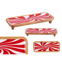 CENTRO MESA MADERA RECTANGULAR CON PIE CANDY 38CM