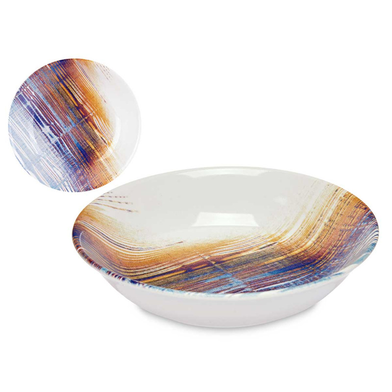 PRATO PORCELANA FUNDO 21CM RISCAS