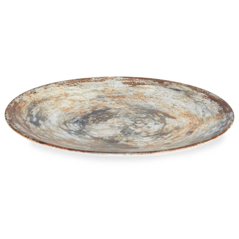 PRATO PORCELANA RASO 26CM CASTANHO PEDRA