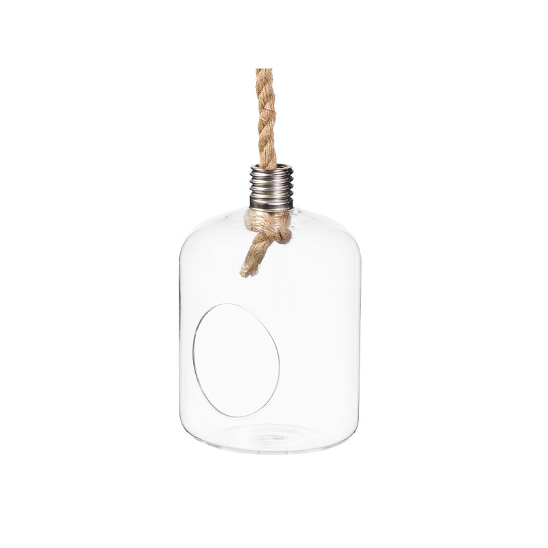 SMALL HANGING BALL VASE WITH LIGHT BULB SHAPE ROPE