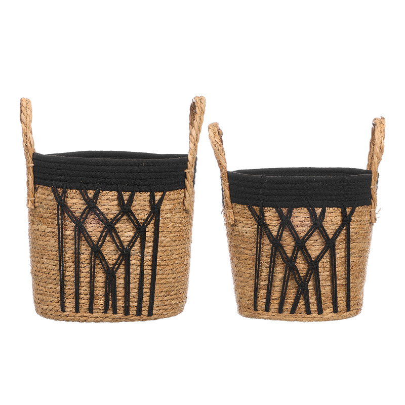 Set of 2 black-rim planters