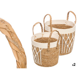 SET 2 PORTAVASI MACRAMÈ INTRECCIATO BIANCO