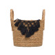 PETIT POT FLEURS EN OSIER MACRAMÉ AVEC POMPON N