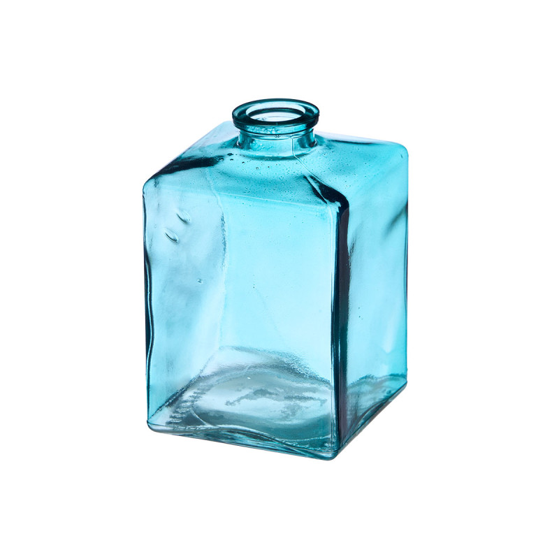 SQUARE GLASS JAR TURQUOISE