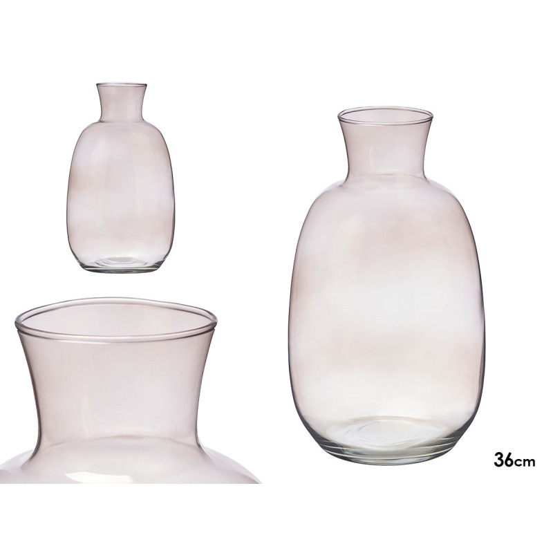 JARRON CRISTAL CUELLO 36CM GRIS