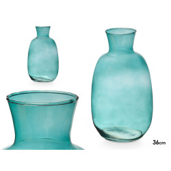 VASO VETRO COLLO 36CM TURCHESE