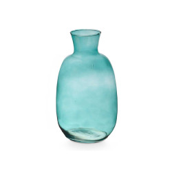 CRYSTAL VASE NECK 36CM TURQUOISE