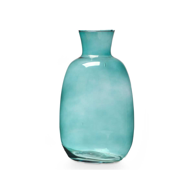 VASO VETRO COLLO 36CM TURCHESE
