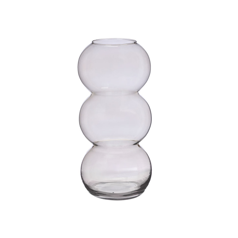 VASE EN VERRE TRIPLE SPHÈRE 38CM GRIS