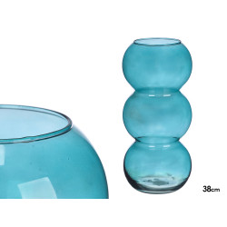 JARRON CRISTAL TRIPLE ESFERA 38CM TURQUESA
