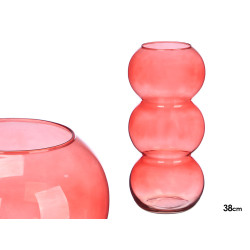 VASO VETRO TRIPLA SFERA 38CM COLOR MATTONE 