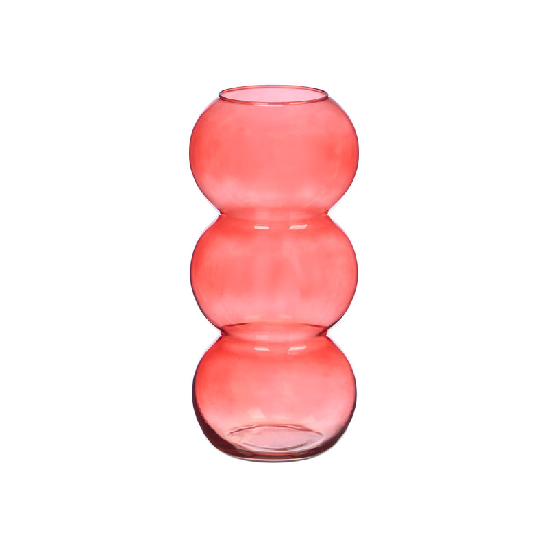 VASO VETRO TRIPLA SFERA 38CM COLOR MATTONE 