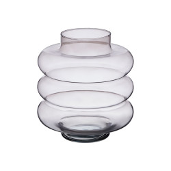 CRYSTAL VASE TRIPLE FLATTENED SPHERE 38CM GREY