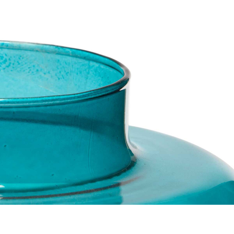 VASE EN VERRE TRIPLE SPHÈRE APLATI 30CM TURQUOISE