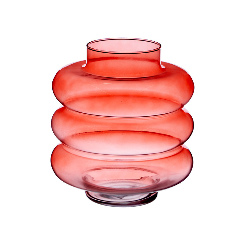 VASE EN VERRE TRIPLE SPHÈRE APLATI 30CM BRIQUE