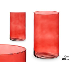 VASE EN VERRE CYLINDRE 17CM DIAM X 30CM BRIQUE