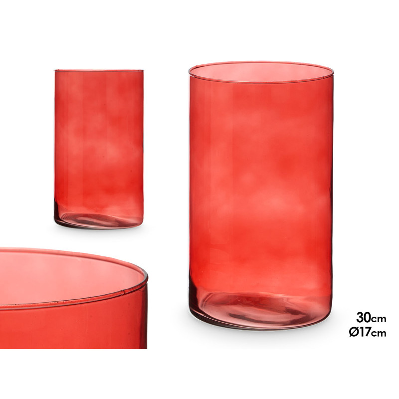 JARRON CRISTAL CILINDRO 17CM DIAM X 30CM TEJA