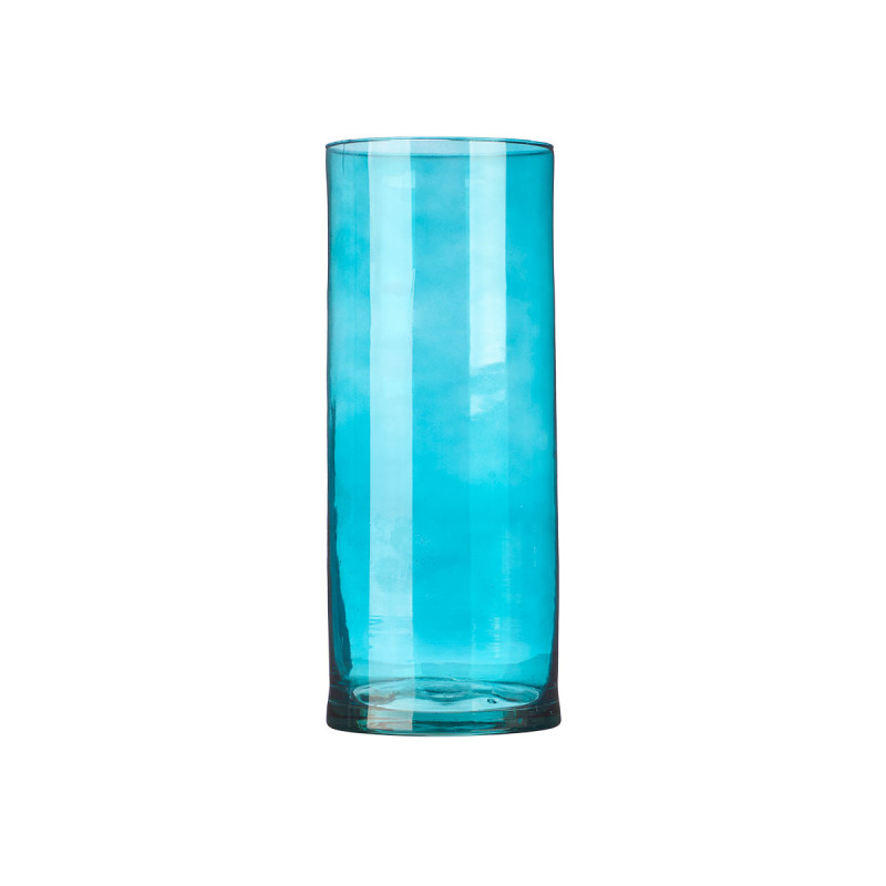 JARRON CRISTAL CILINDRO 12CM DIAM X 30CM TURQUESA