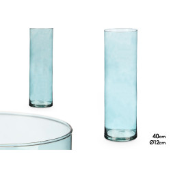 JARRON CRISTAL CILINDRO 12CM DIAM X 40CM TURQUESA