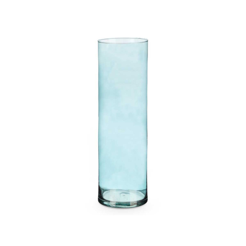VASO VETRO CILINDRO 12CM DIAM X 40CM TURCHESE