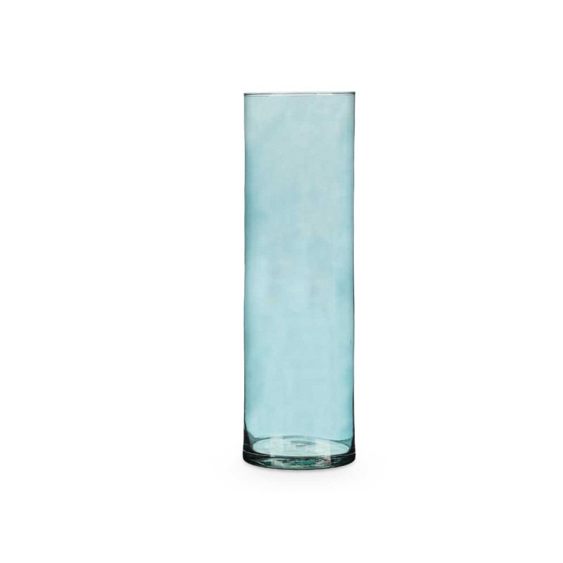 VASO VETRO CILINDRO 12CM DIAM X 40CM TURCHESE