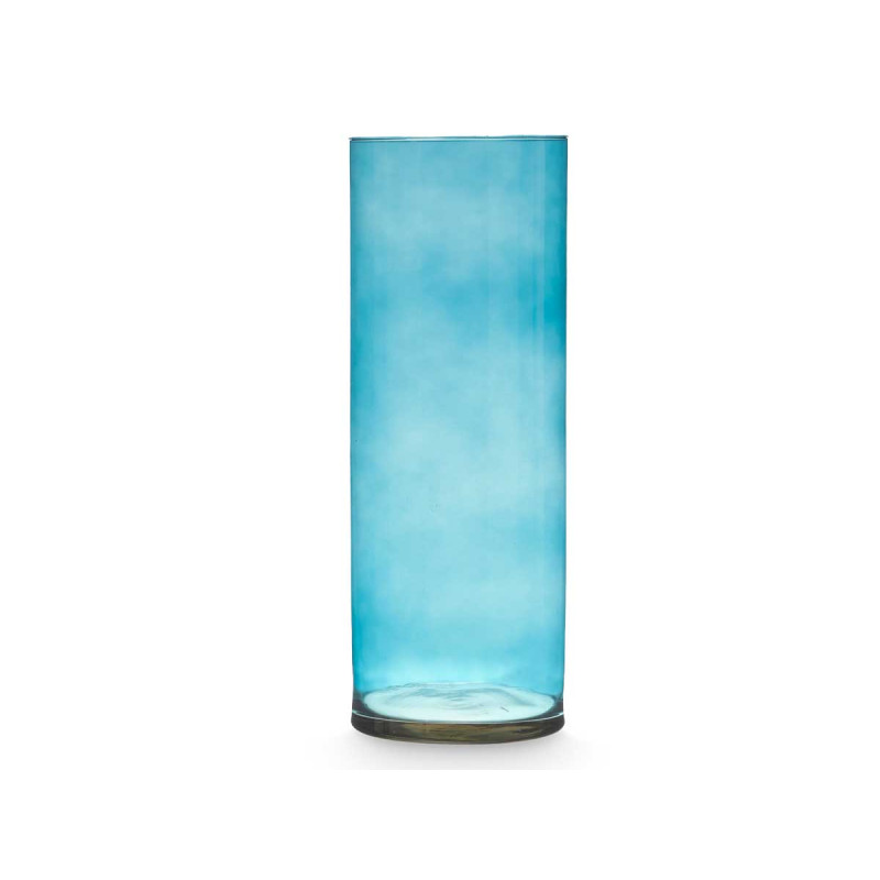 VASE EN VERRE CYLINDRE 15CM DIAM X 40CM TURQUOISE
