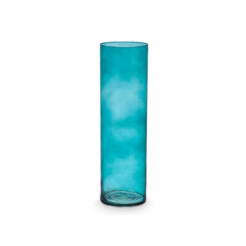 VASO VETRO CILINDRO 15CM DIAM X 50CM TURCHESE