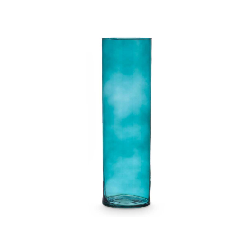 CYLINDER CRYSTAL VASE 15CM DIAM X 50CM TURQUOISE