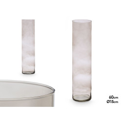 VASO VETRO CILINDRO 15CM DIAM X 60CM GRIGIO