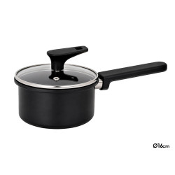 PANELA INDUCAO TAMPA VIDRO 16CM PRETO