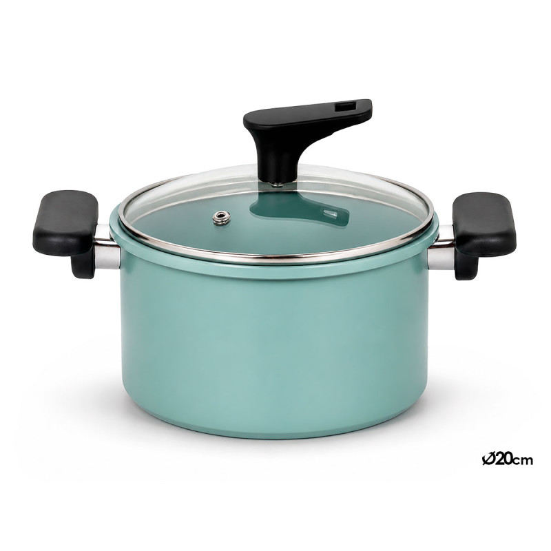CACEROLA INDUCCION TAPA CRISTAL 20CM MENTA