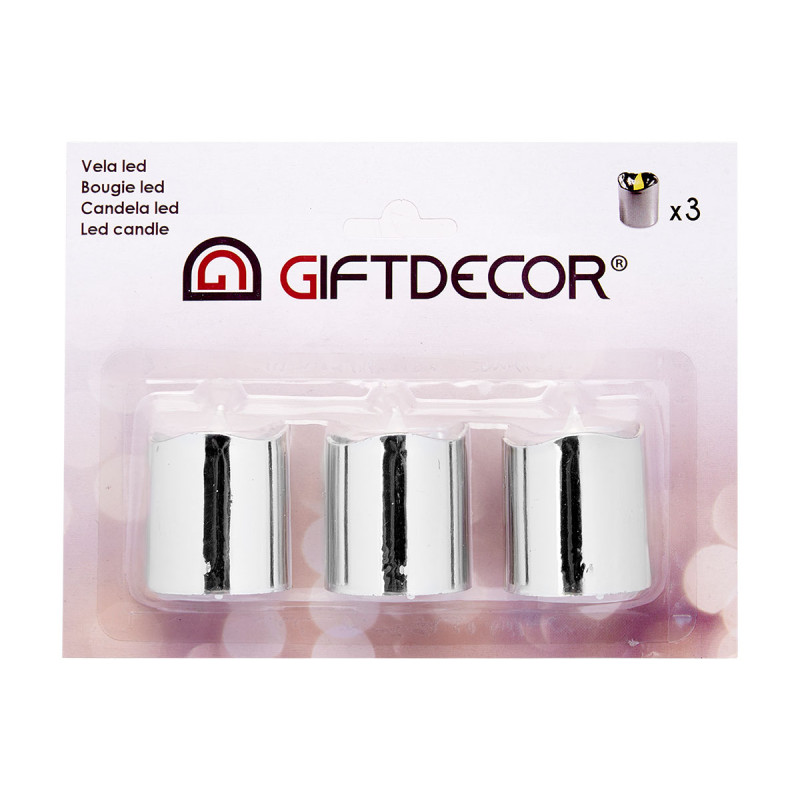 SET 3 CANDELE LED ARGENTO