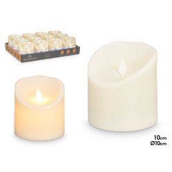 BOUGIE LED CRÈME LARGE BASSE 10CM