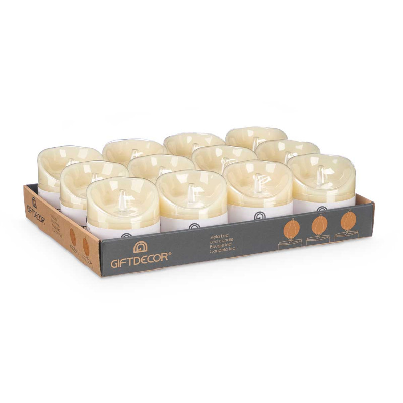 CANDELA LED CREMA LARGA BASSA 10CM