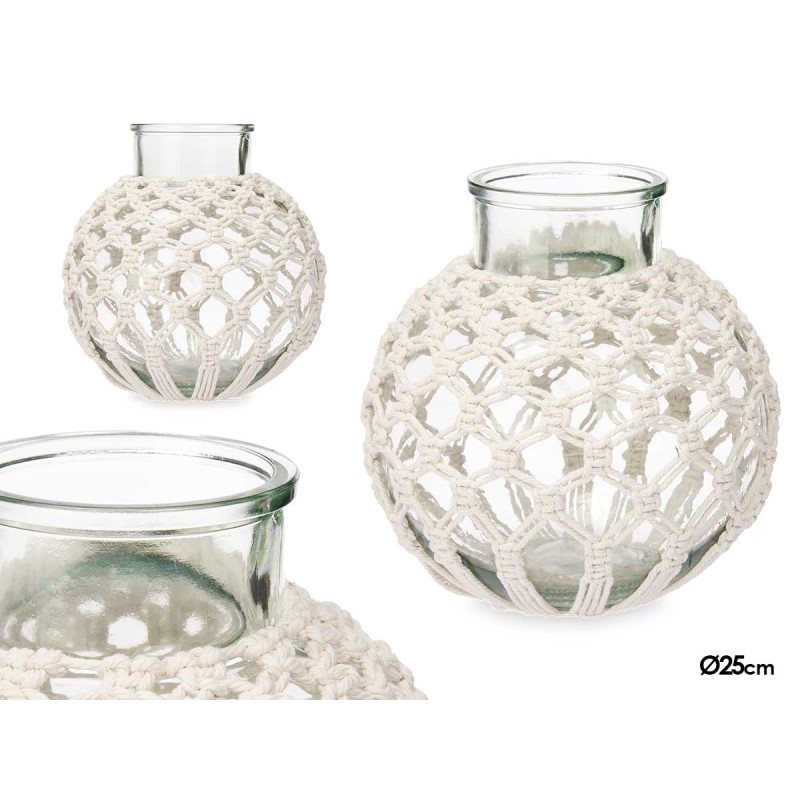 VASO MACRAME ESFERA BRANCO