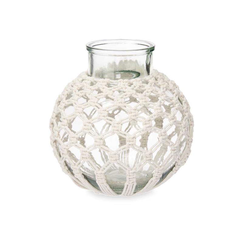 VASO MACRAME ESFERA BRANCO