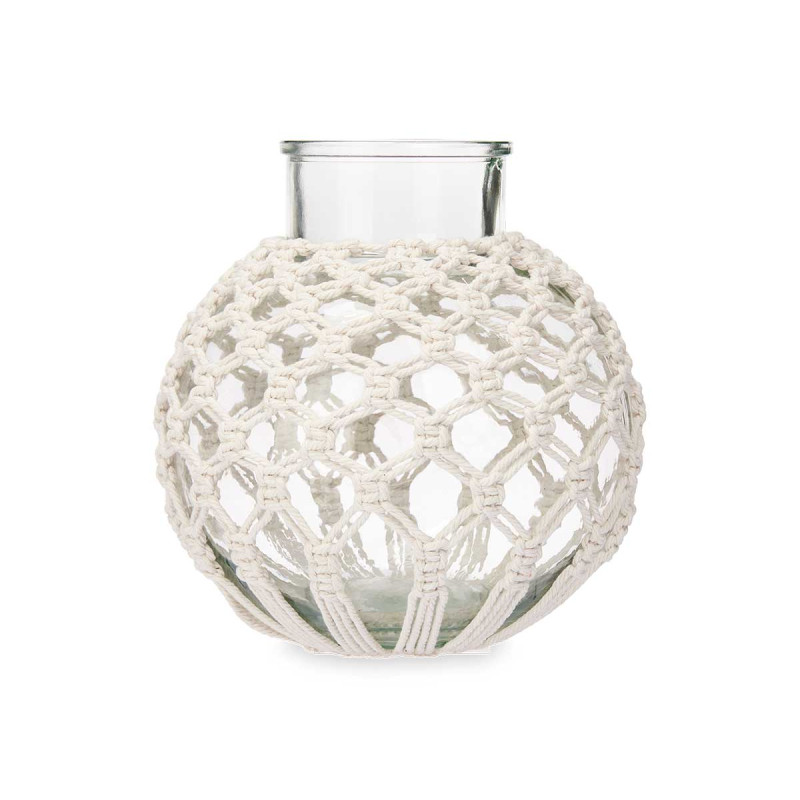 VASE EN MACRAMÉ SPHÈRE BLANC
