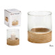 PORTA VELAS CRISTAL BASE MADERA RED PQ