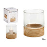 BOUGEOIR VERRE BASE BOIS RED PT