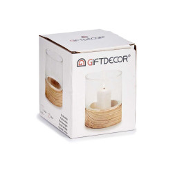 PORTA VELAS CRISTAL BASE MADERA RED PQ