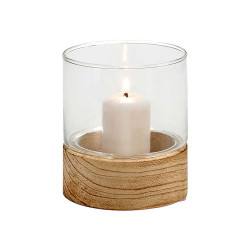 PORTA VELAS CRISTAL BASE MADERA RED PQ