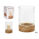 PORTAVELAS CRISTAL BASE MADERA RED MED