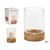 BOUGEOIR VERRE BASE BOIS RED MOY